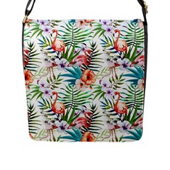 Tropical Flamingos Flap Closure Messenger Bag (l) by goljakoff