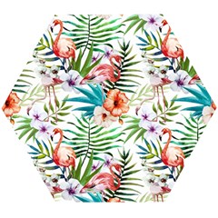 Tropical Flamingos Wooden Puzzle Hexagon