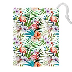 Tropical Flamingos Drawstring Pouch (5xl) by goljakoff