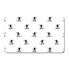 Black And White Surfing Motif Graphic Print Pattern Magnet (rectangular)