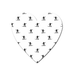 Black And White Surfing Motif Graphic Print Pattern Heart Magnet