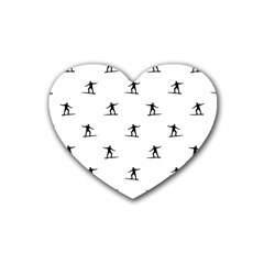 Black And White Surfing Motif Graphic Print Pattern Rubber Coaster (heart)  by dflcprintsclothing