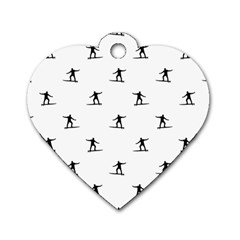 Black And White Surfing Motif Graphic Print Pattern Dog Tag Heart (one Side) by dflcprintsclothing