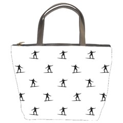 Black And White Surfing Motif Graphic Print Pattern Bucket Bag by dflcprintsclothing