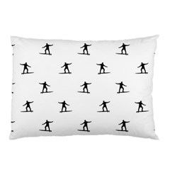 Black And White Surfing Motif Graphic Print Pattern Pillow Case by dflcprintsclothing