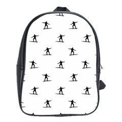 Black And White Surfing Motif Graphic Print Pattern School Bag (large) by dflcprintsclothing