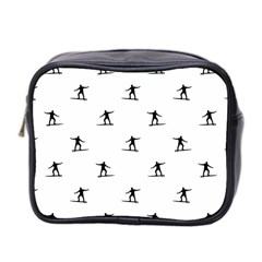 Black And White Surfing Motif Graphic Print Pattern Mini Toiletries Bag (two Sides)