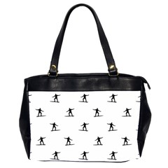 Black And White Surfing Motif Graphic Print Pattern Oversize Office Handbag (2 Sides)