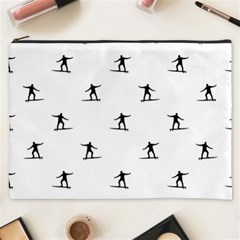 Black And White Surfing Motif Graphic Print Pattern Cosmetic Bag (xxxl) by dflcprintsclothing