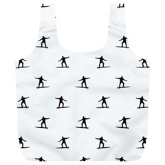 Black And White Surfing Motif Graphic Print Pattern Full Print Recycle Bag (xl)