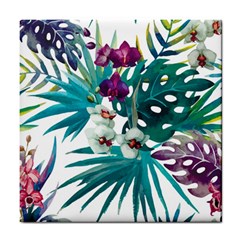 Tropical Flowers Tile Coaster by goljakoff