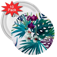 Tropical Flowers 3  Buttons (10 Pack)  by goljakoff