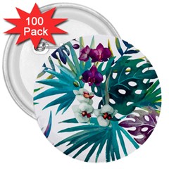 Tropical Flowers 3  Buttons (100 Pack)  by goljakoff