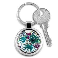 Tropical Flowers Key Chain (round) by goljakoff