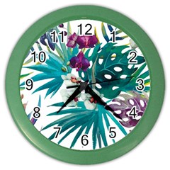 Tropical Flowers Color Wall Clock by goljakoff