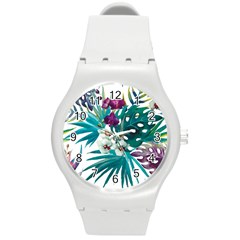 Tropical Flowers Round Plastic Sport Watch (m) by goljakoff