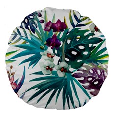 Tropical Flowers Large 18  Premium Flano Round Cushions by goljakoff