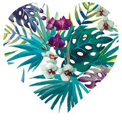 Tropical Flowers Wooden Puzzle Heart by goljakoff