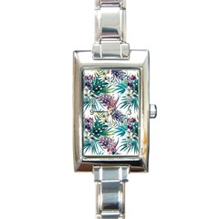 Tropical flowers Rectangle Italian Charm Watch