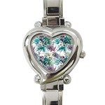 Tropical flowers Heart Italian Charm Watch Front