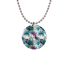 Tropical Flowers 1  Button Necklace