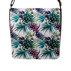 Tropical flowers Flap Closure Messenger Bag (L)