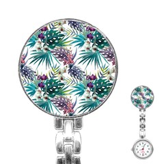 Tropical flowers Stainless Steel Nurses Watch