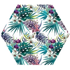 Tropical Flowers Wooden Puzzle Hexagon