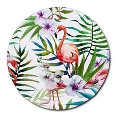 Tropical Flamingo Round Mousepads by goljakoff