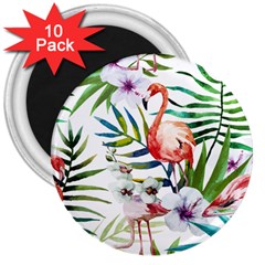 Tropical Flamingo 3  Magnets (10 Pack)  by goljakoff