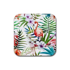 Tropical Flamingo Rubber Coaster (square)  by goljakoff