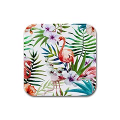 Tropical Flamingo Rubber Square Coaster (4 Pack)  by goljakoff