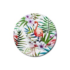 Tropical Flamingo Rubber Coaster (round)  by goljakoff