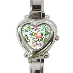 Tropical Flamingo Heart Italian Charm Watch by goljakoff