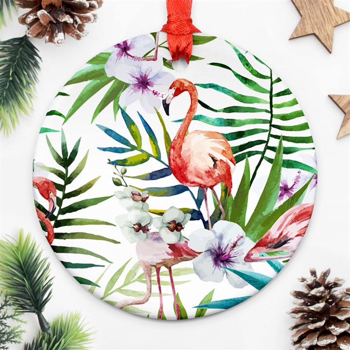 Tropical flamingo Round Ornament (Two Sides)