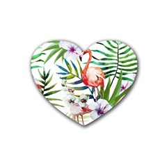 Tropical Flamingo Heart Coaster (4 Pack)  by goljakoff