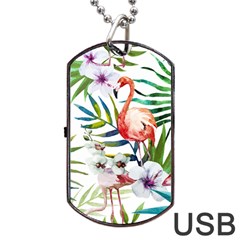 Tropical Flamingo Dog Tag Usb Flash (one Side) by goljakoff