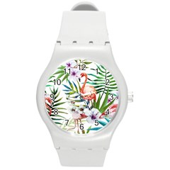 Tropical Flamingo Round Plastic Sport Watch (m) by goljakoff