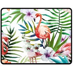 Tropical Flamingo Double Sided Fleece Blanket (medium)  by goljakoff