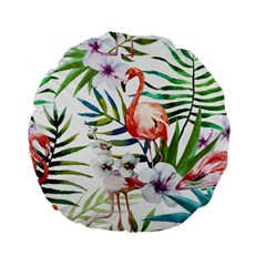 Tropical Flamingo Standard 15  Premium Flano Round Cushions by goljakoff