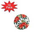 Red flowers 1  Mini Magnet (10 pack)  Front