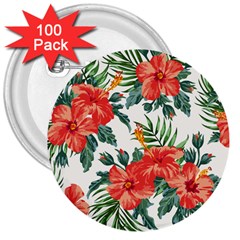 Red Flowers 3  Buttons (100 Pack)  by goljakoff