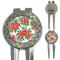 Red Flowers 3-in-1 Golf Divots by goljakoff