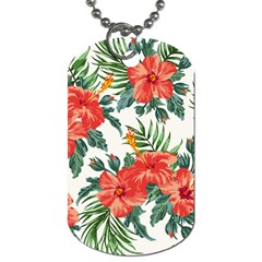 Red Flowers Dog Tag (one Side) by goljakoff