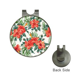 Red Flowers Hat Clips With Golf Markers by goljakoff