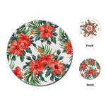 Red flowers Playing Cards Single Design (Round) Front