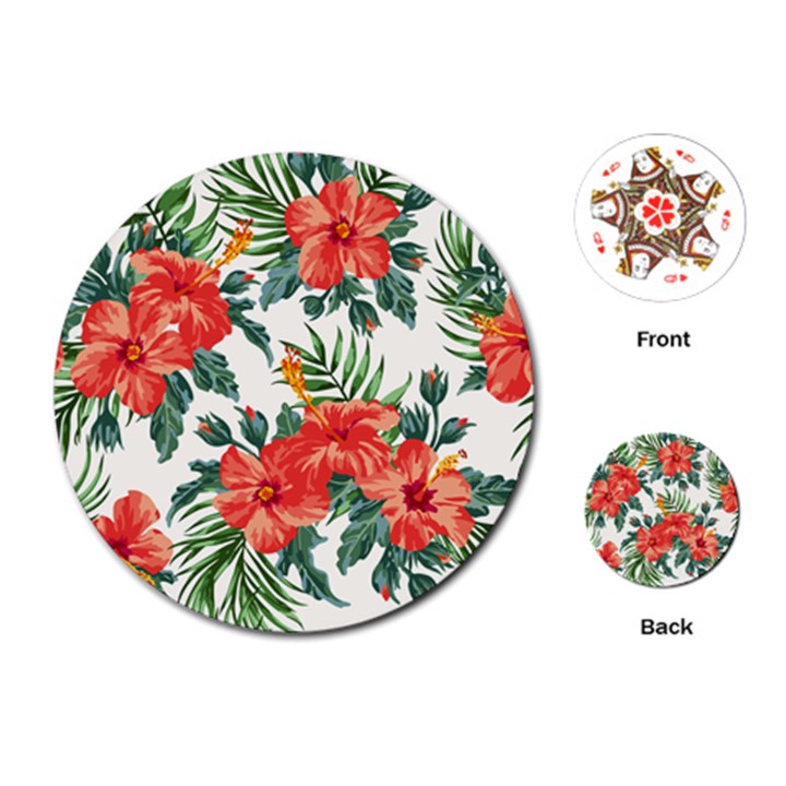 Red flowers Playing Cards Single Design (Round)