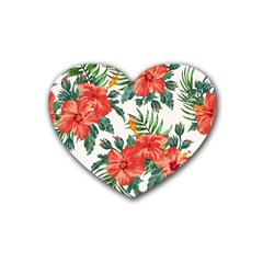 Red Flowers Rubber Coaster (heart)  by goljakoff