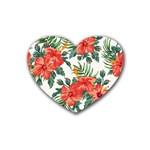 Red flowers Rubber Coaster (Heart)  Front