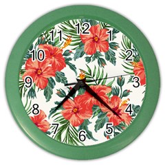 Red Flowers Color Wall Clock by goljakoff